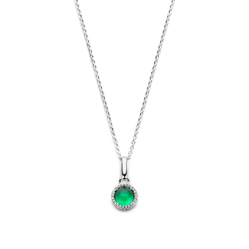 Spirit Icons halskæde - Euphoria med grøn agat i sølv