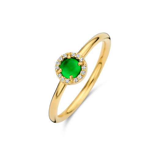 Spirit Icons ring - Euphoria med grøn agat i forgyldt