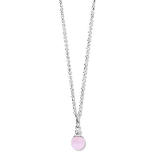 Spirit Icons sølv halskæde - Figaro m. 6mm pink