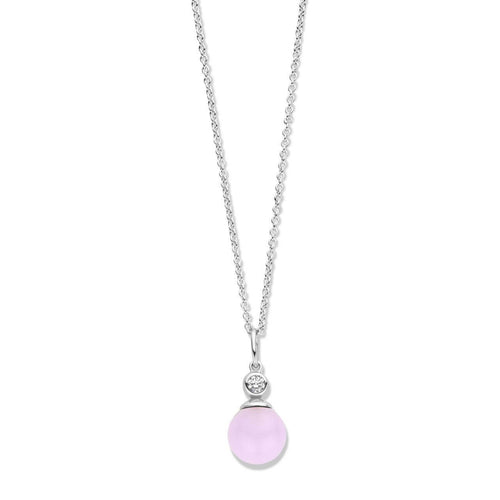 Spirit Icons sølv halskæde - Figaro m. 9mm pink