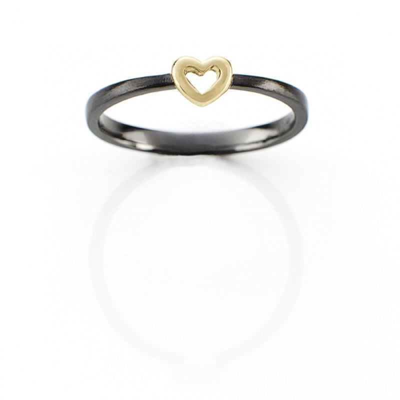 Connected sølv ring med 18 karat hjerte