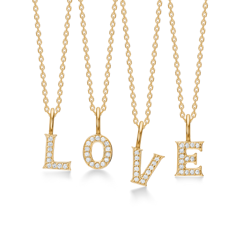 TENDER LOVE bogstaver i 14 kt guld
