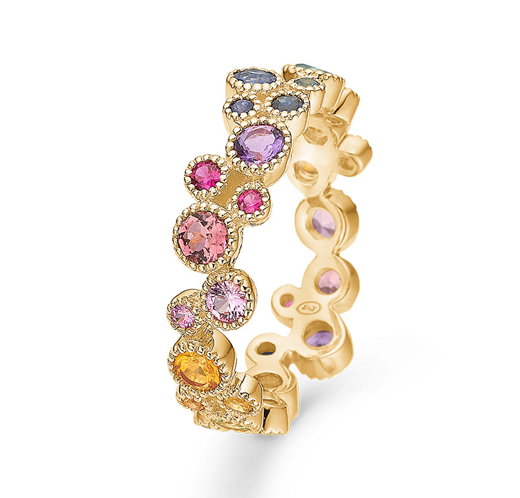Mads Z LUXURY RAINBOW Ring I 14 Kt. Guld M. Ægte Sten