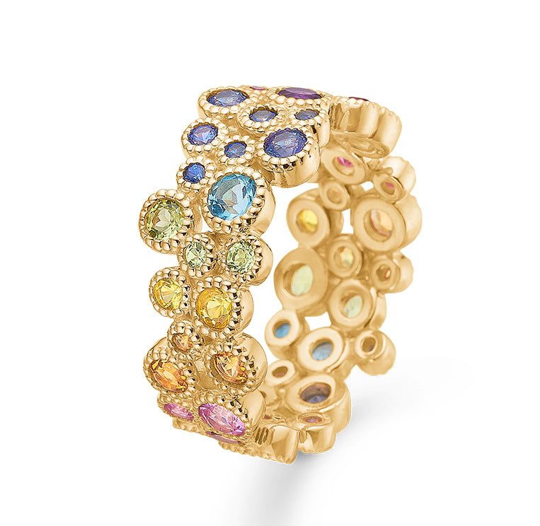 Mads Z LUXURY RAINBOW ring i 14 kt. guld m. ægte sten