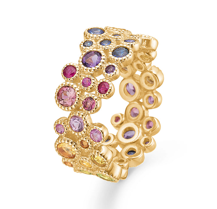 Mads Z LUXURY RAINBOW ring i 14 kt. guld m. ægte sten