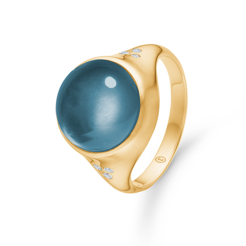 Mads Z PANTHEON ring i 14 kt. guld m. London Blue Topas