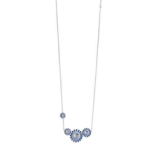 Georg Jensen Daisy halskæde m. blå emalje