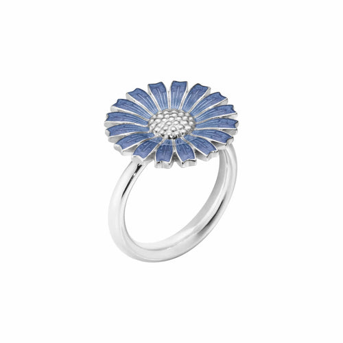 Georg Jensen Daisy ring m. blå emalje - 18 mm