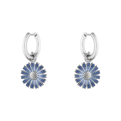 Georg Jensen Daisy øreringe m. blå emalje