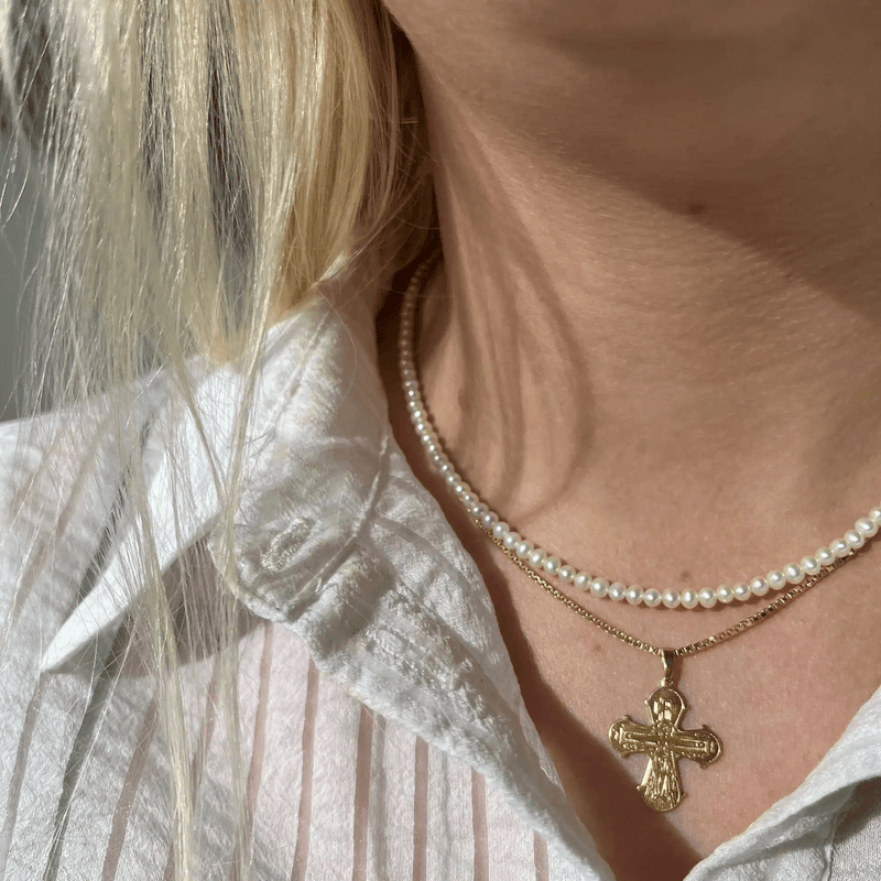 8 Karat Guld Vedhæng Dagmarkors m/De 5 21 x 19 mm