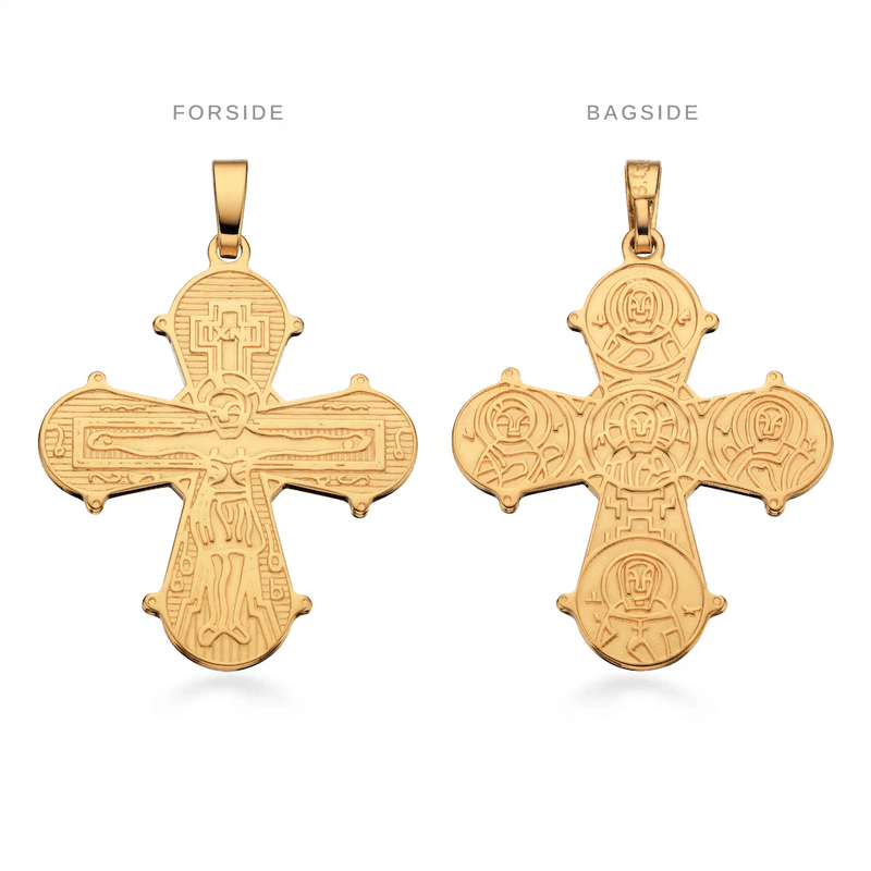 Forgyldt Vedhæng Dagmarkors m/De5 25 x 22 mm