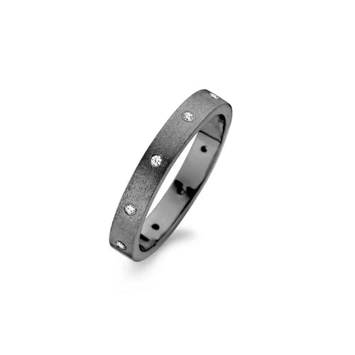 Spirit Icons ring - Raw med zirkonia i sort ruthinerert sølv