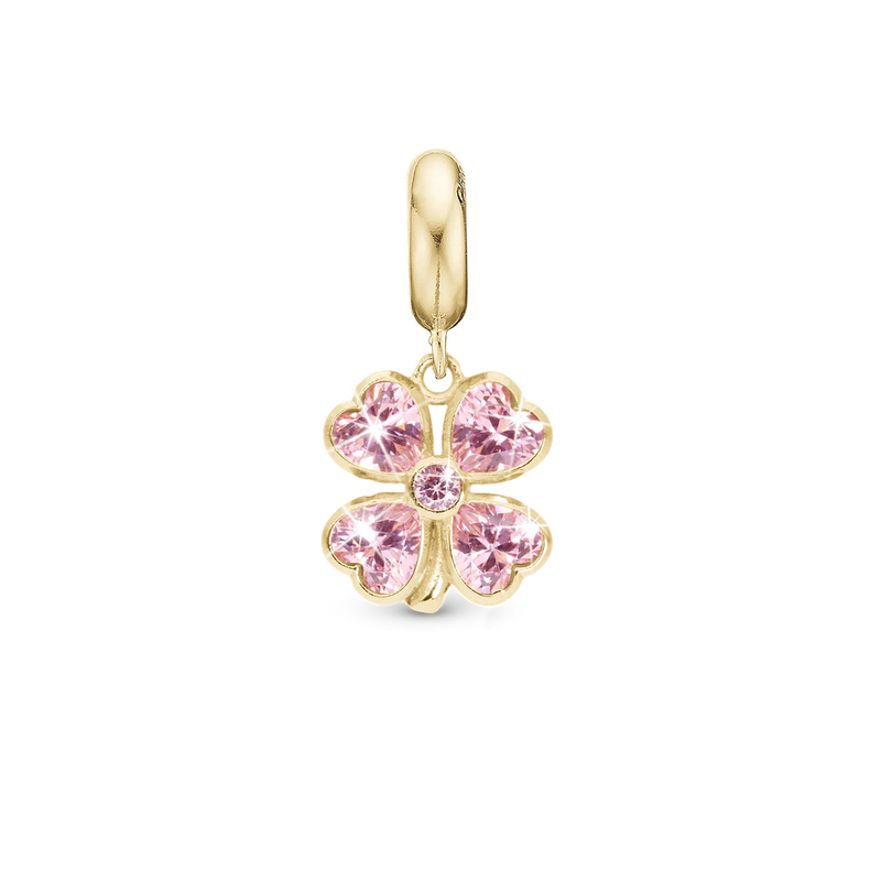 Christina Jewelry - Pink Heart Clover, Forgyldt