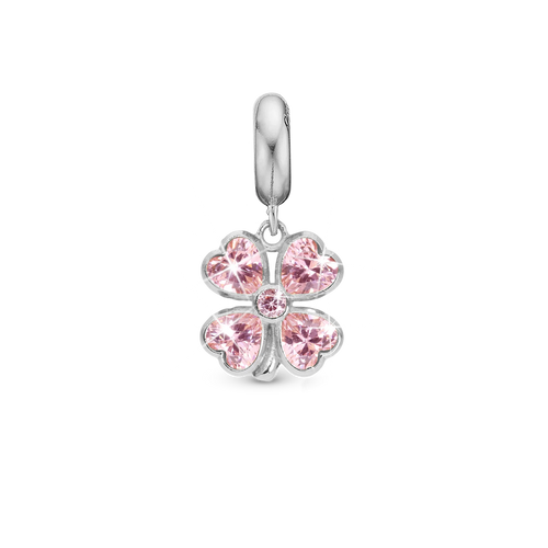 Christina Jewelry - Pink Heart Clover, Sølv.