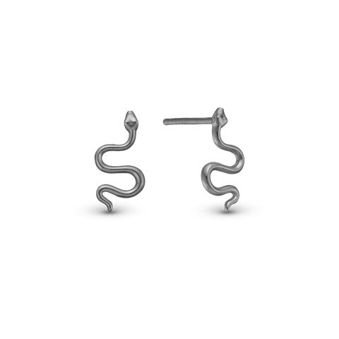 Christina Jewelry øreringe - Snake, sort sølv