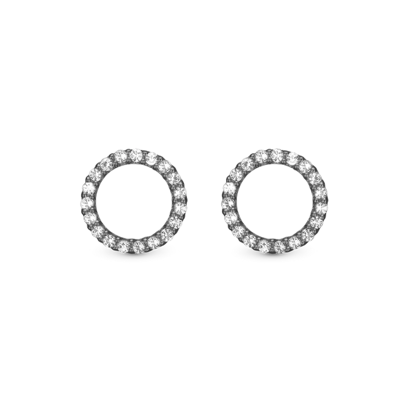 Christina Jewelry Øreringe - Topaz Sparkling Circles, oxyderet sølv