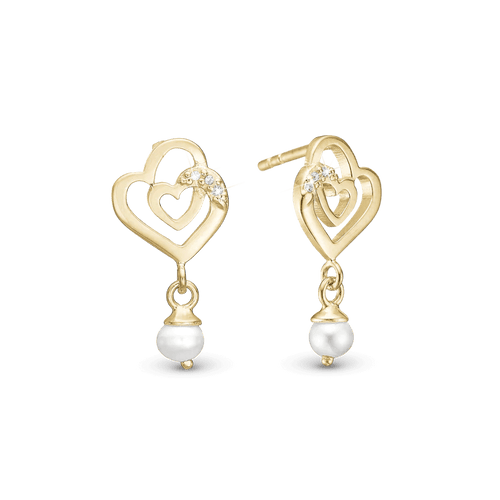 Christina Jewelry Øreringe - Two Hearts i forgyldt