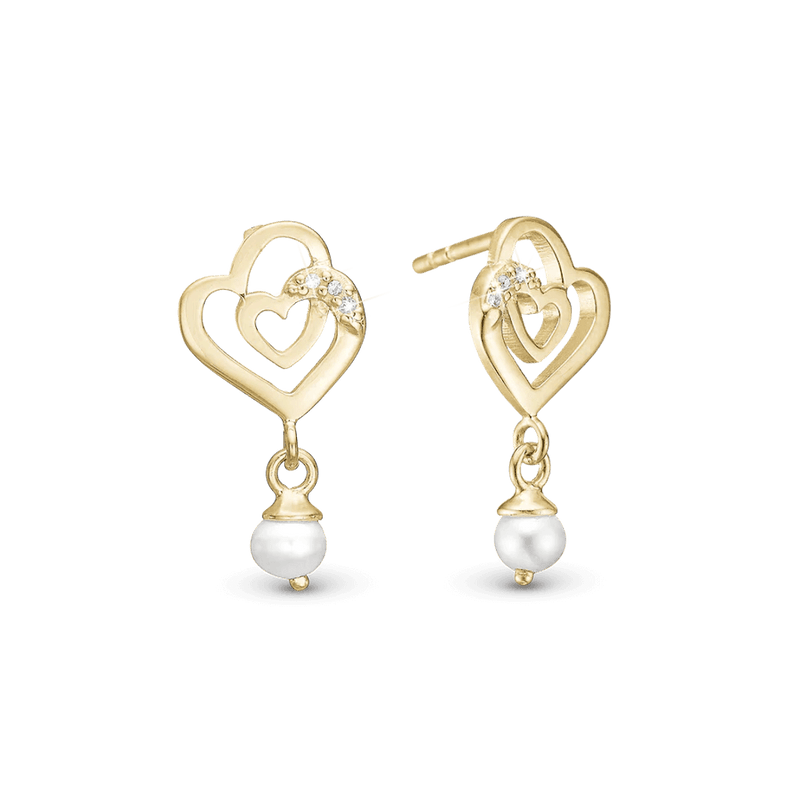 Christina Jewelry Øreringe - Two Hearts i forgyldt