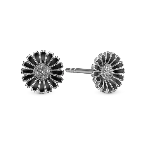 Christina Jewelry Øreringe - 8 mm black marguerite i sølv