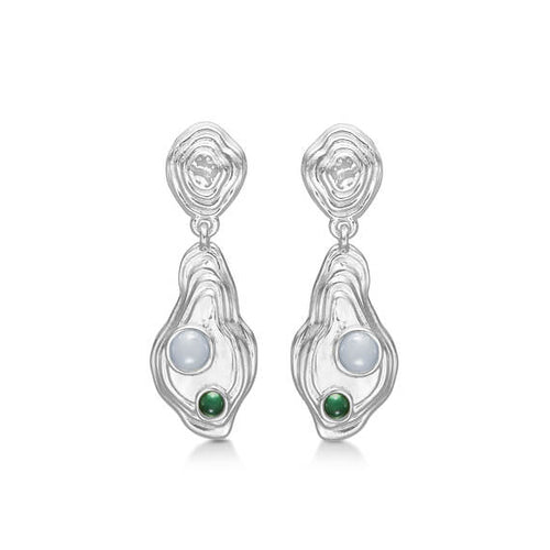 Studio Z Shell øreringe med grøn zirkonia i sølv - 7117836