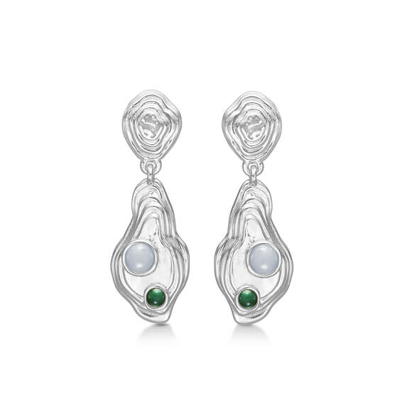 Studio Z Shell øreringe med grøn zirkonia i sølv - 7117836
