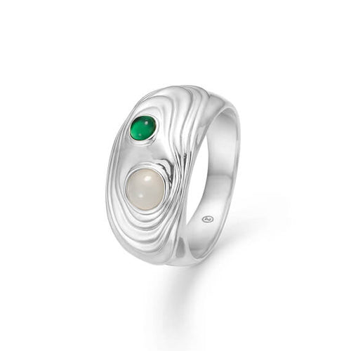 Studio Z Shell ring med grøn zirkonia i sølv - 7147836