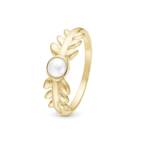 Christina ring - Pearl & Nature, Forgyldt sølv