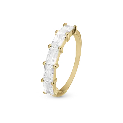 Christina ring - White Baguette, forgyldt sølv