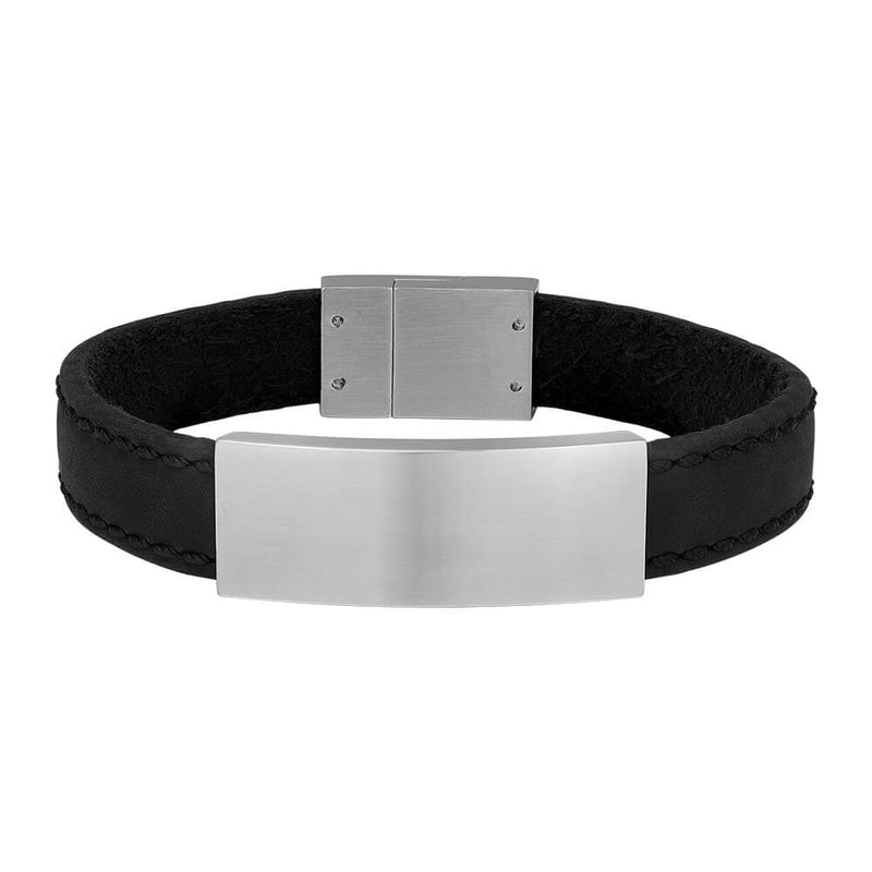 Foran - Herrearmbånd med graveringsplade, sort - 12 mm