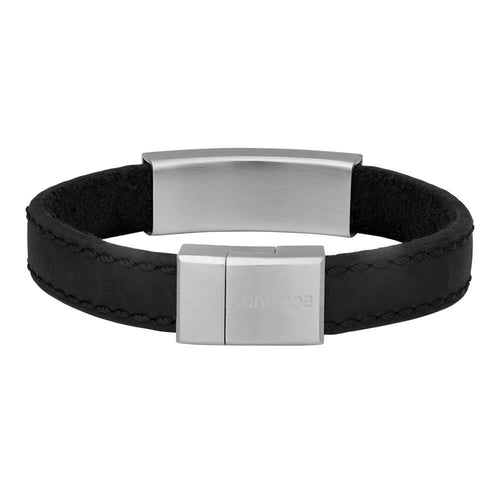 Bagpå - Herrearmbånd med graveringsplade, sort - 12 mm