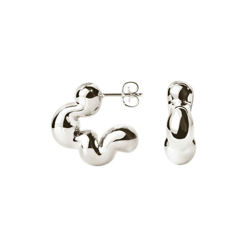Cloudy Puffer Hoops ⎮ Sølv