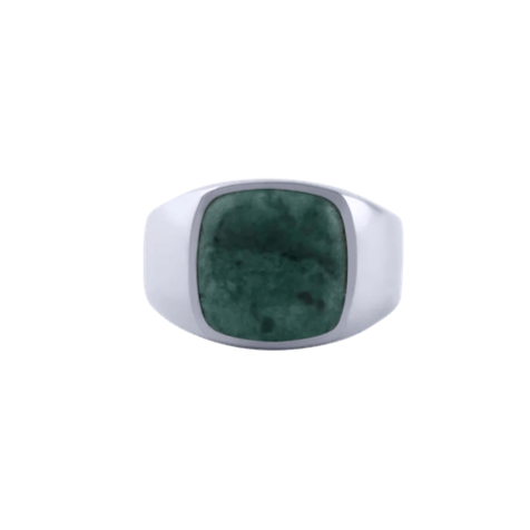 IX Studios Signet Ring Cushion Green Marble Sølv