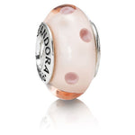 Pandora Murano Glas Lyserød Polka Prik Charm