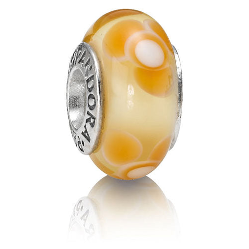 Pandora Murano Glas Orange Blomster Charm