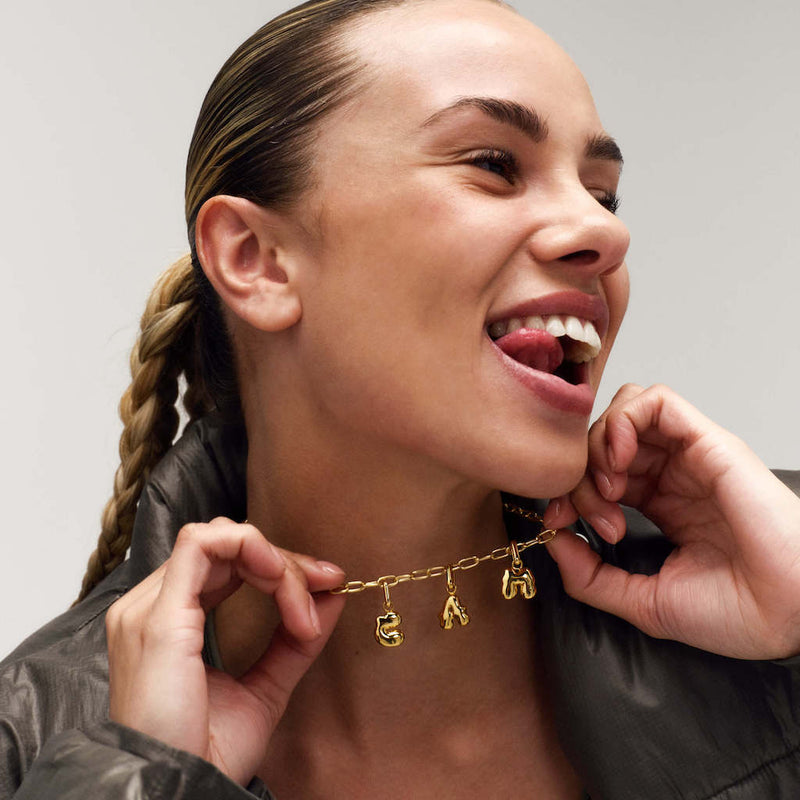 Letter Puffer Charms ⎮ Forgyldt