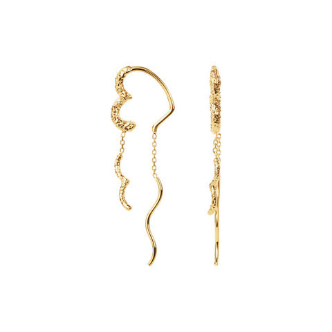 Wavy Sparkly Heart øreringe ⎮ Forgyldt