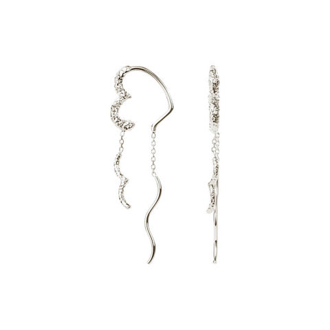 Wavy Sparkly Heart øreringe ⎮ Sølv