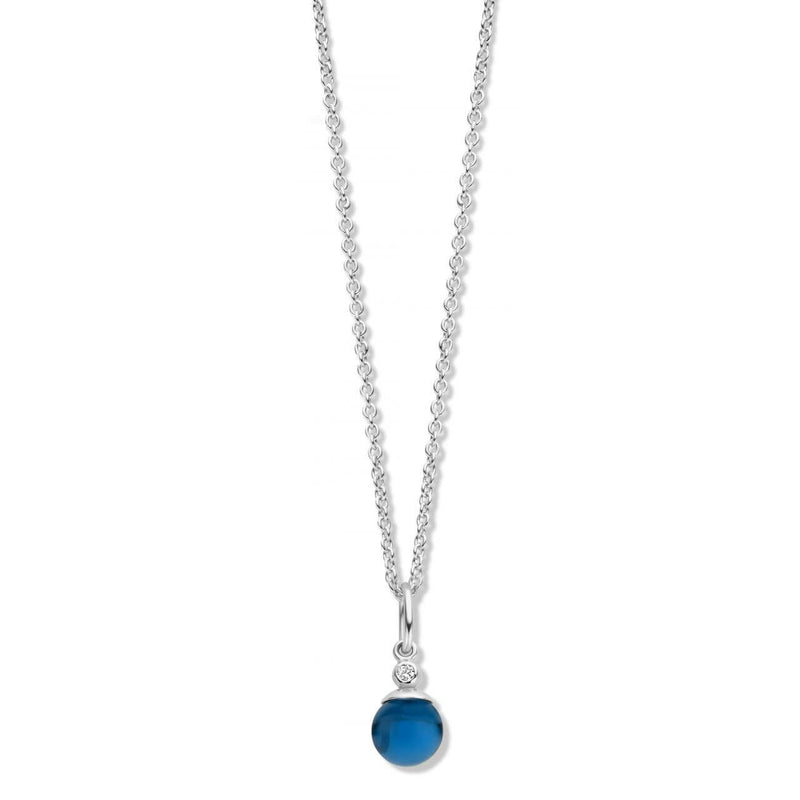 Spirit Icons sølv halskæde - Figaro m. 6mm blå