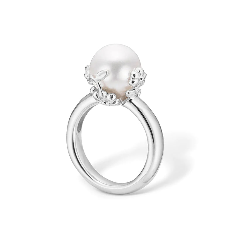 Blossom sølv ring med perle - 21631030