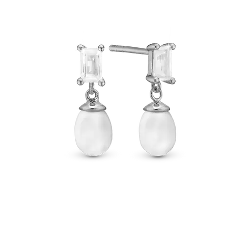 Christina Jewelry - Pearl Baguette øreringe i sølv 671-S106