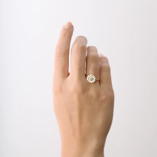 Christina Ring - Topaz Marguerite, forgyldt sølv