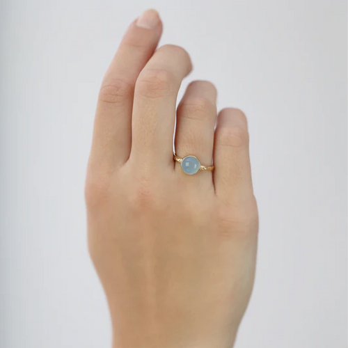 Christina Ring - Blue Chalcedony, forgyldt sølv