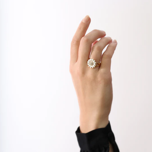 Christina Ring - White Marguerite, forgyldt sølv