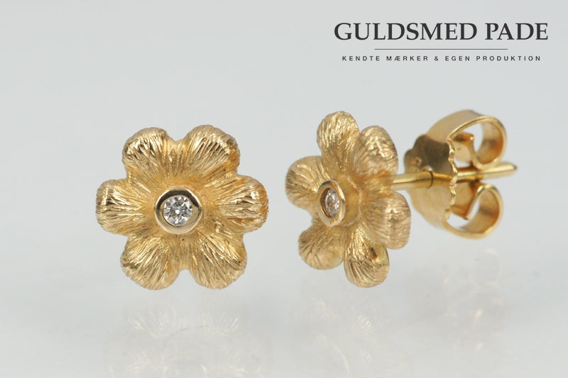 Køb Blomster øreringe i 14 kt. guld med brillanter - Fremstillet på eget værksted