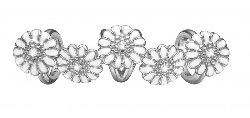 Christina Jewelry Charm White Marguerite Quintet, Sølv