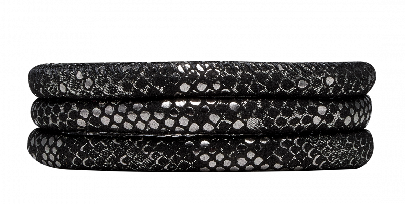 Christina læderarmbånd - Silver Black