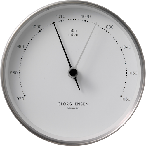 Georg Jensen Barometer 10 Cm - KOPPEL, Stål Med Hvid Skive