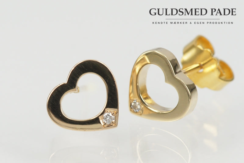 Eget design - Hjerte Øreringe I 14kt Guld Med Brillanter