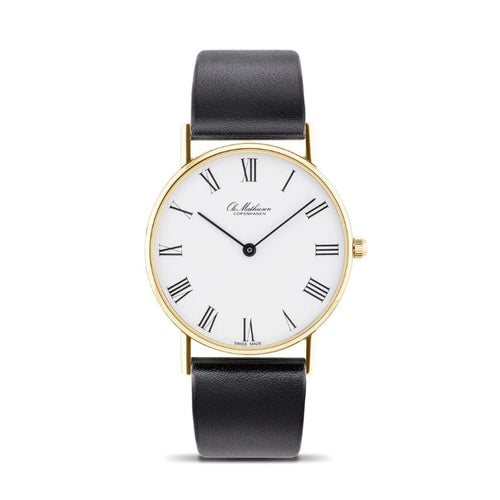 Ole Mathiesen 33mm Classic - Romertal og læderrem, OM1D.33.Q