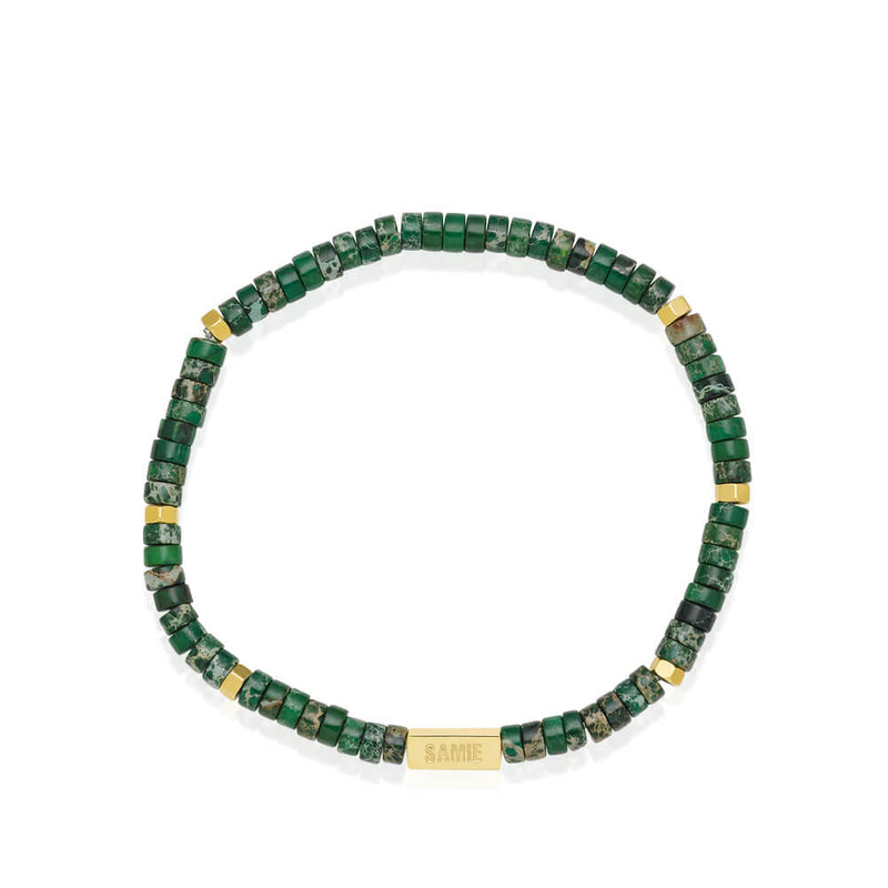 Samie - Slim armbånd m. grønne perler x3013gsgreen